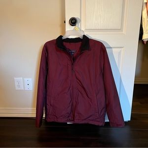 Burgundy Winter Jacket, Nylon Exterior Fleece Interior Heavy Duty - L
